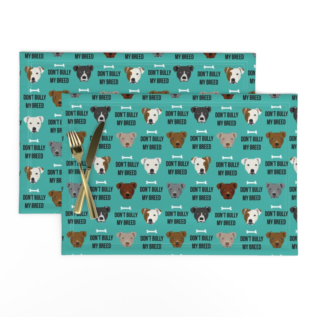 staffordshire terrier staffy bully psa dog breed fabric teal