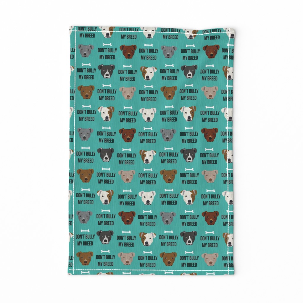 staffordshire terrier staffy bully psa dog breed fabric teal