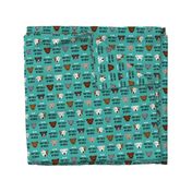 staffordshire terrier staffy bully psa dog breed fabric teal