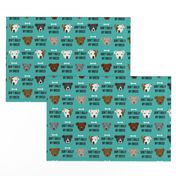 staffordshire terrier staffy bully psa dog breed fabric teal