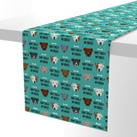 staffordshire terrier staffy bully psa dog breed fabric teal