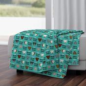 staffordshire terrier staffy bully psa dog breed fabric teal