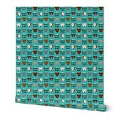 staffordshire terrier staffy bully psa dog breed fabric teal