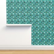 staffordshire terrier staffy bully psa dog breed fabric teal