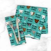 staffordshire terrier staffy bully psa dog breed fabric teal