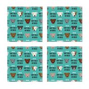 staffordshire terrier staffy bully psa dog breed fabric teal