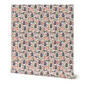 frenchie floral grey coat flowers dog breed fabric 