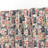 frenchie floral grey coat flowers dog breed fabric 