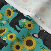 frenchie sunflower black coat dog breed fabric teal