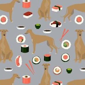 greyhound fawn sushi fabric dog breed grey