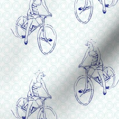 free wheeling //hand drawn, ladies bicycle, downhill ride