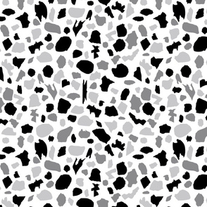 terrazzo in black and gray on white