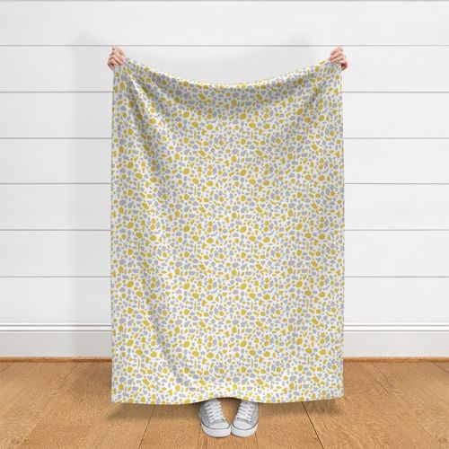 terrazzo in mustard yellow and gray on white