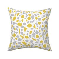 terrazzo in mustard yellow and gray on white