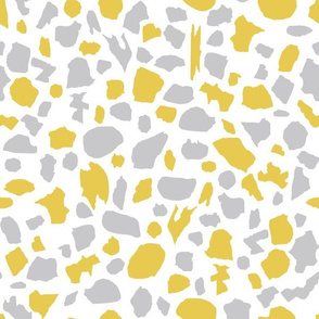 terrazzo in mustard yellow and gray on white