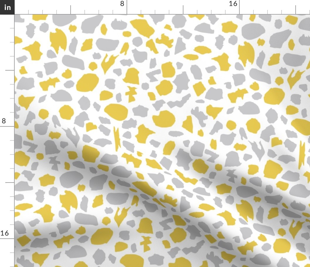 terrazzo in mustard yellow and gray on white