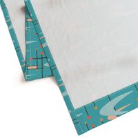 Mid Century Modern Boomerangs on Turquoise