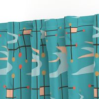 Mid Century Modern Boomerangs on Turquoise