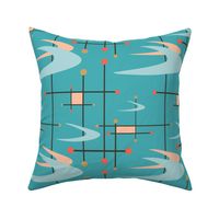 Mid Century Modern Boomerangs on Turquoise