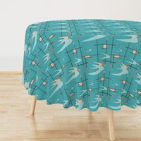 Mid Century Modern Boomerangs on Turquoise