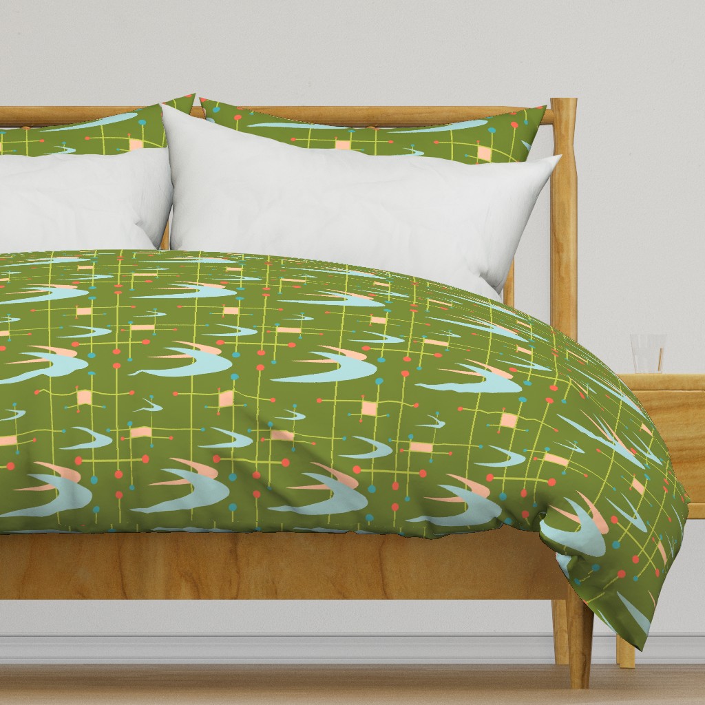 Mid Century Modern Boomerangs, in lime green