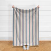 farmhouse ticking stripes in blue and red on cream