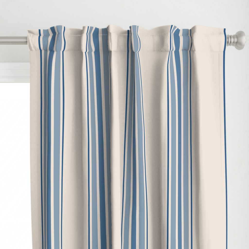 farmhouse ticking stripes in blue and cream