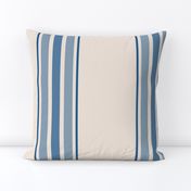 farmhouse ticking stripes in blue and cream