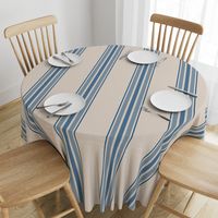 farmhouse ticking stripes in blue and cream