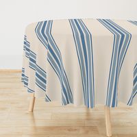 farmhouse ticking stripes in blue and cream