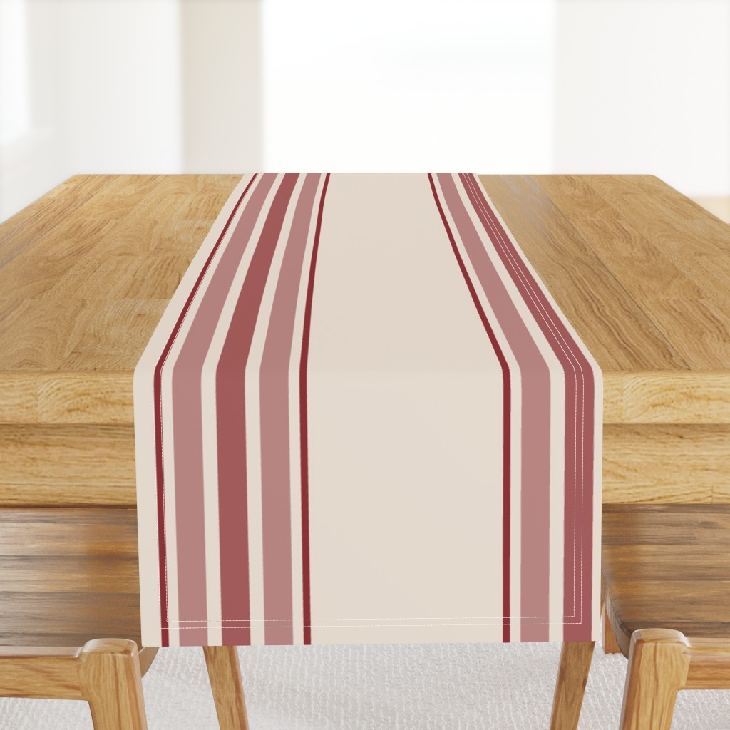 farmhouse stripes in brick red and cream