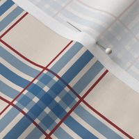 farmhouse plaid in blue and red on cream