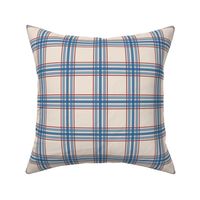 farmhouse plaid in blue and red on cream