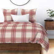 farmhouse plaid in brick red and cream