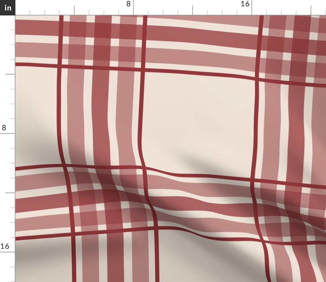 farmhouse plaid in brick red and cream