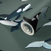 Orcas on Green - Larger Scale