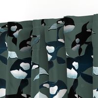 Orcas on Green - Larger Scale