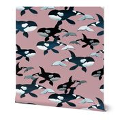 Orcas on Pink - Larger Scale