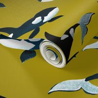 Orcas on Gold - Larger Scale