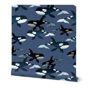 Orcas on Blue - Larger Scale