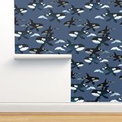 Orcas on Blue - Larger Scale