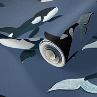 Orcas on Blue - Larger Scale