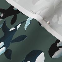 Orcas on Green - Smaller  Scale