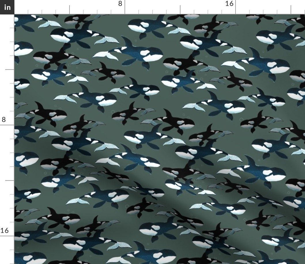 Orcas on Green - Smaller  Scale