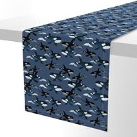 Orcas on Blue - Smaller  Scale