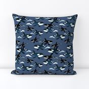 Orcas on Blue - Smaller  Scale
