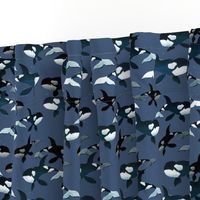 Orcas on Blue - Smaller  Scale