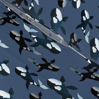 Orcas on Blue - Smaller  Scale