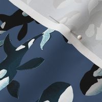 Orcas on Blue - Smaller  Scale