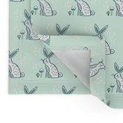 Woodland Rabbit - Mint and Emerald